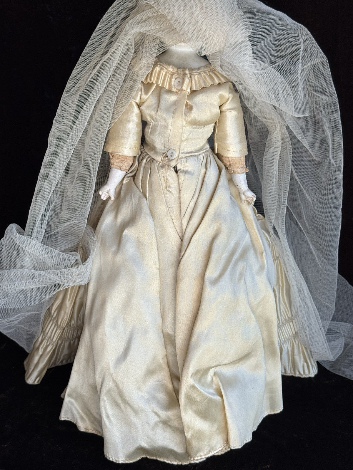 Antique German 16.5” Bisque Cloth Parian Bride Doll