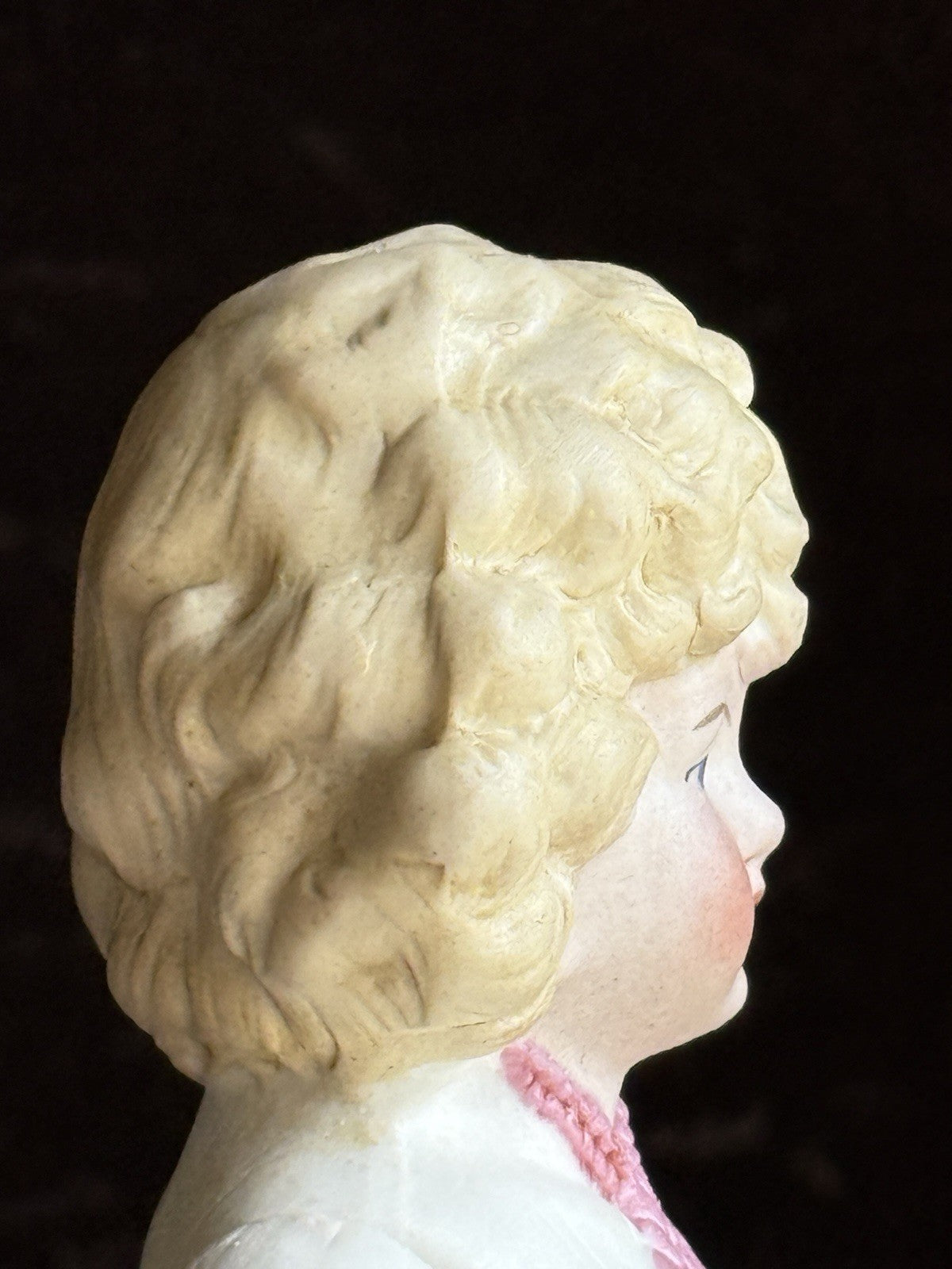 Antique German 6.5” All Bisque Miniature Dollhouse Doll Molded Outfit