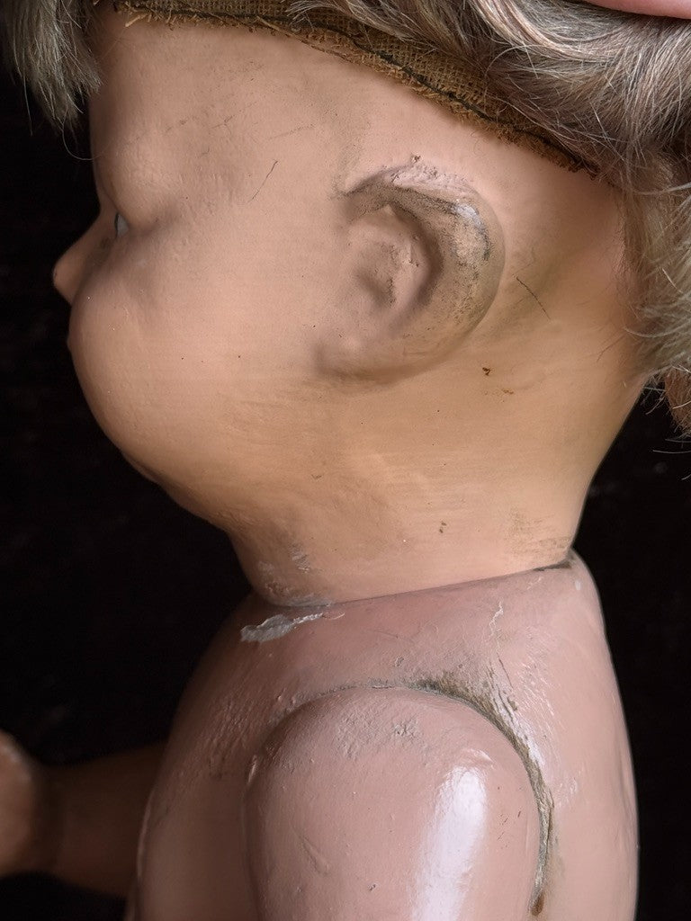 Antique American 14.5” Schoenhut Wooden Baby Doll