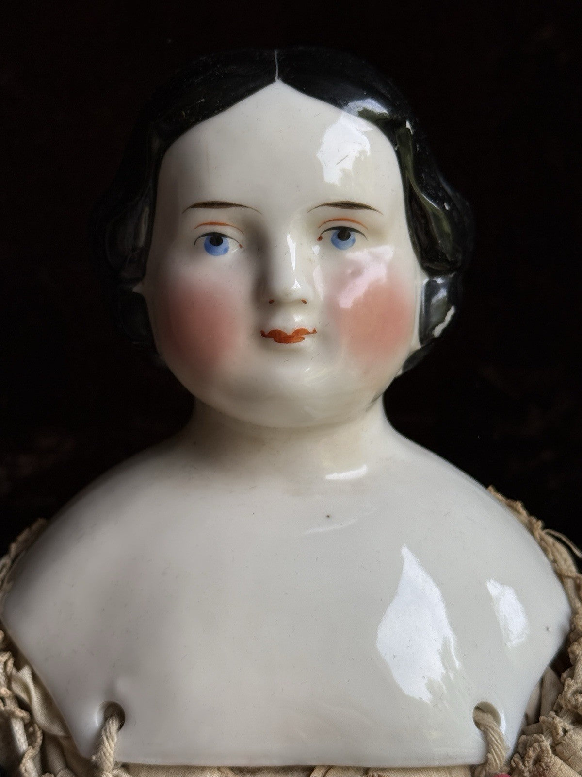 Antique German 18” Kister China Shoulder Head Doll