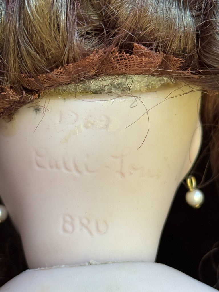 Vintage 15” Repro of Antique French Bru Jne Porcelain Leather Doll by Calli Lou