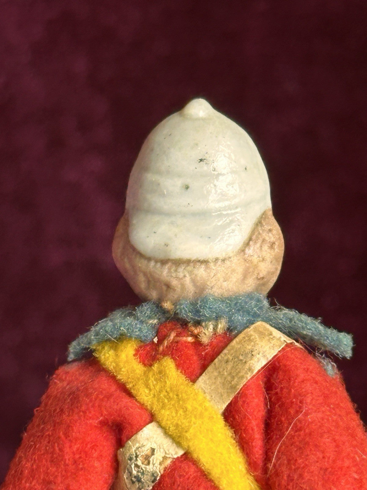 Antique German Kestner Bisque 2.75” Soldier Molded Hat Dollhouse Soldier Doll