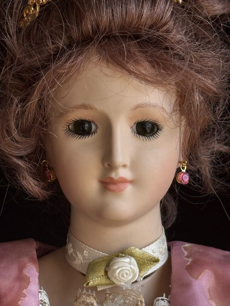 Porcelain 18.5" Reproduction of Antique Bru Lady Grace Caracter Doll with Chair