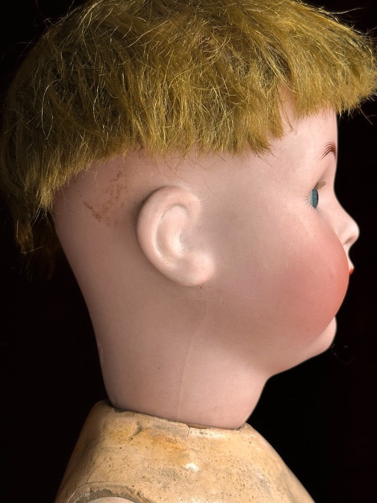 Antique German 25" Franz Schmidt 1295 Bisque Head Boy Doll