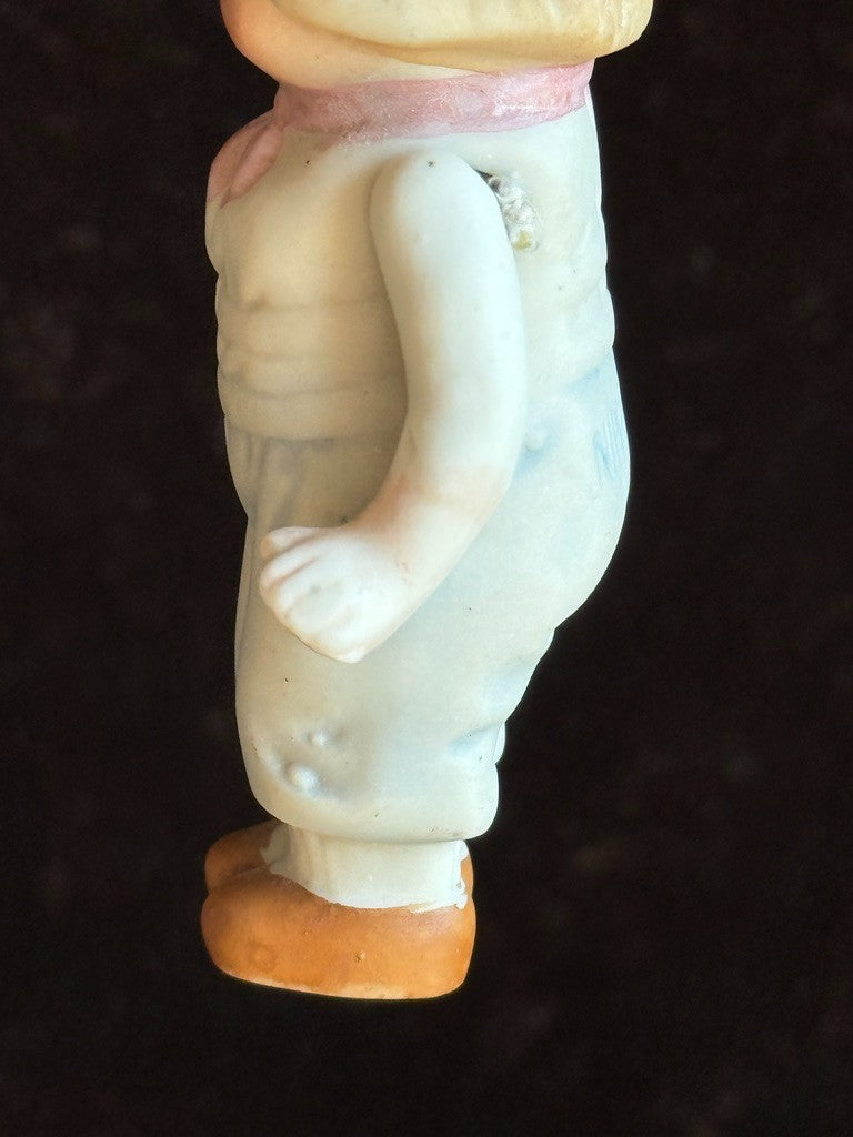 Lot of 2 Antique German and Japan Miniature All Bisque Dutch Dolls