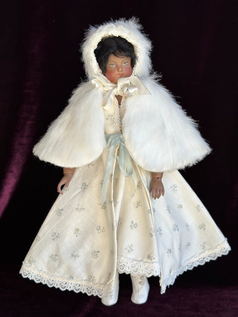 Rare 15” Dark Complexion Porcelain Repro of Antique French Huret Fashion Doll
