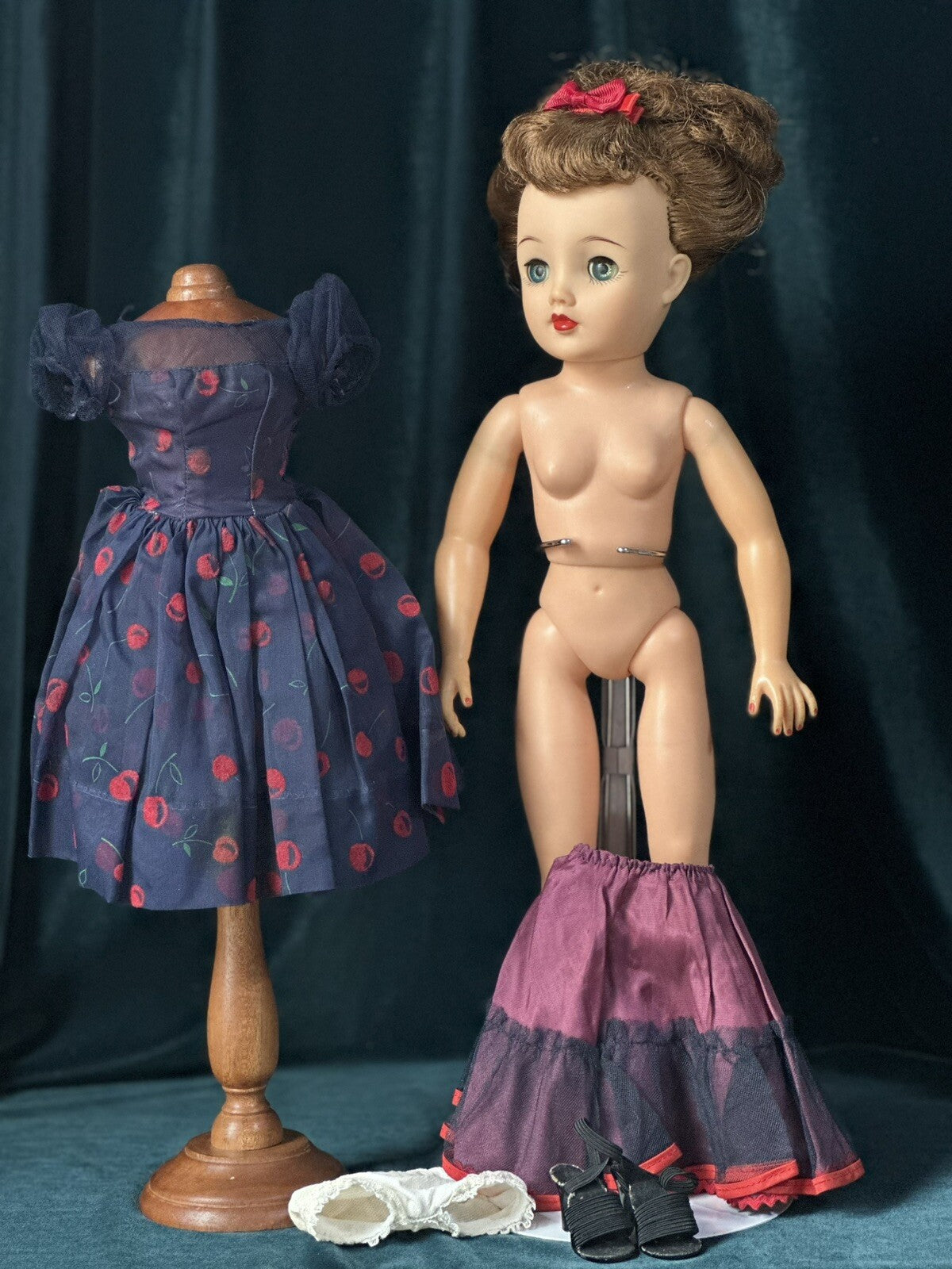 Vintage 1950’s Ideal Miss Revlon Doll 17” VT-18 Cherries Dress