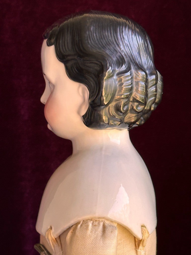 Large Antique German 23" Greiner Style Exposed Ears China Head Doll