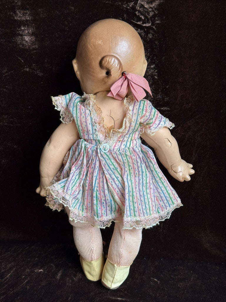 Vintage American Composition Cameo 12" Rose O'Neill Giggles Kewpie Girl Doll