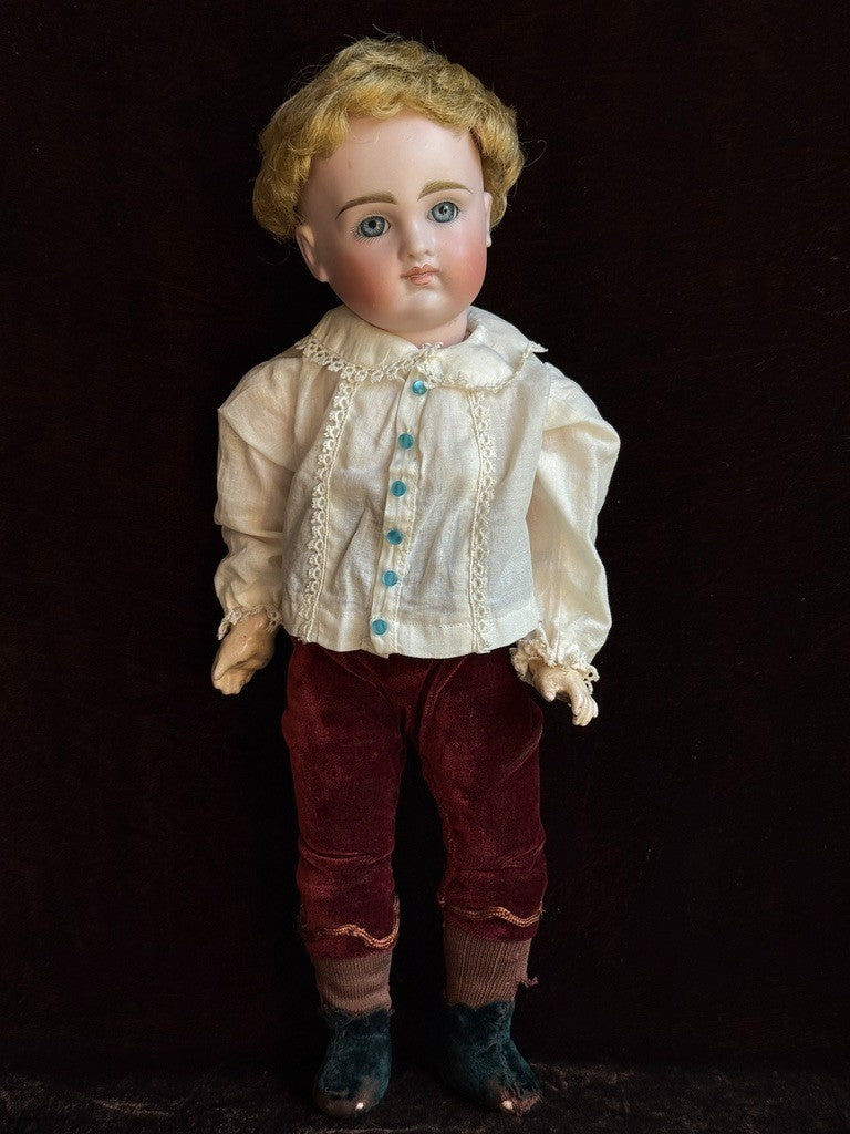 Antique German 14.75” Kestner A.T. Type Straight Wrist Bisque Head Boy Doll