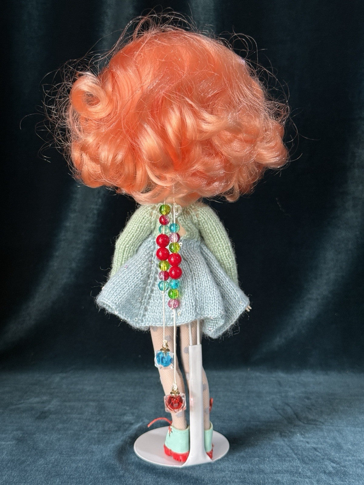 OOAK Custom Blythe 11” Artist BJD Doll In Green/blue Dress