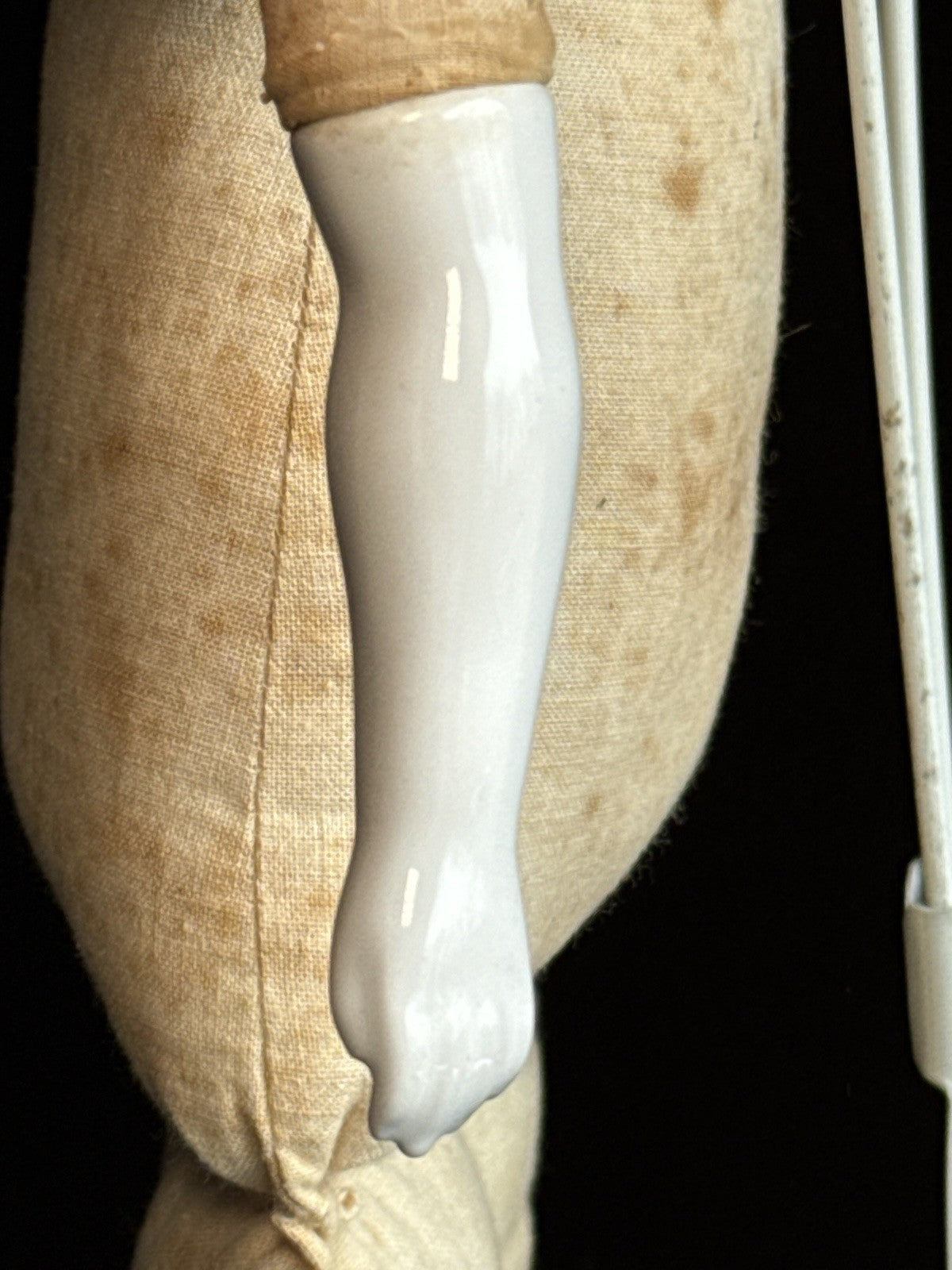 Antique German 21” Biedermeier Bald China Shoulder Head Doll