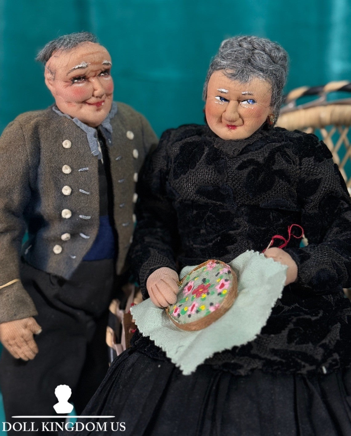 Lot Of 2 Antique 1940’s (?) French  Ravca Cloth  11.5” Dolls