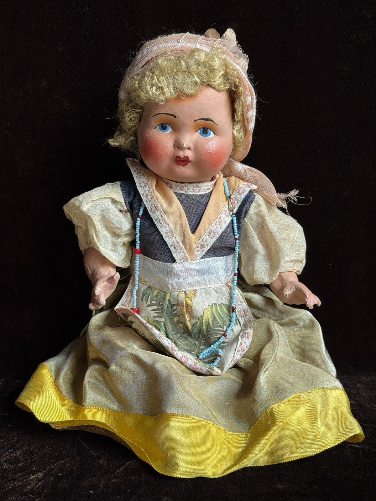 Lot of 2 Unidentified Vintage European (?) Composition Cloth Dolls