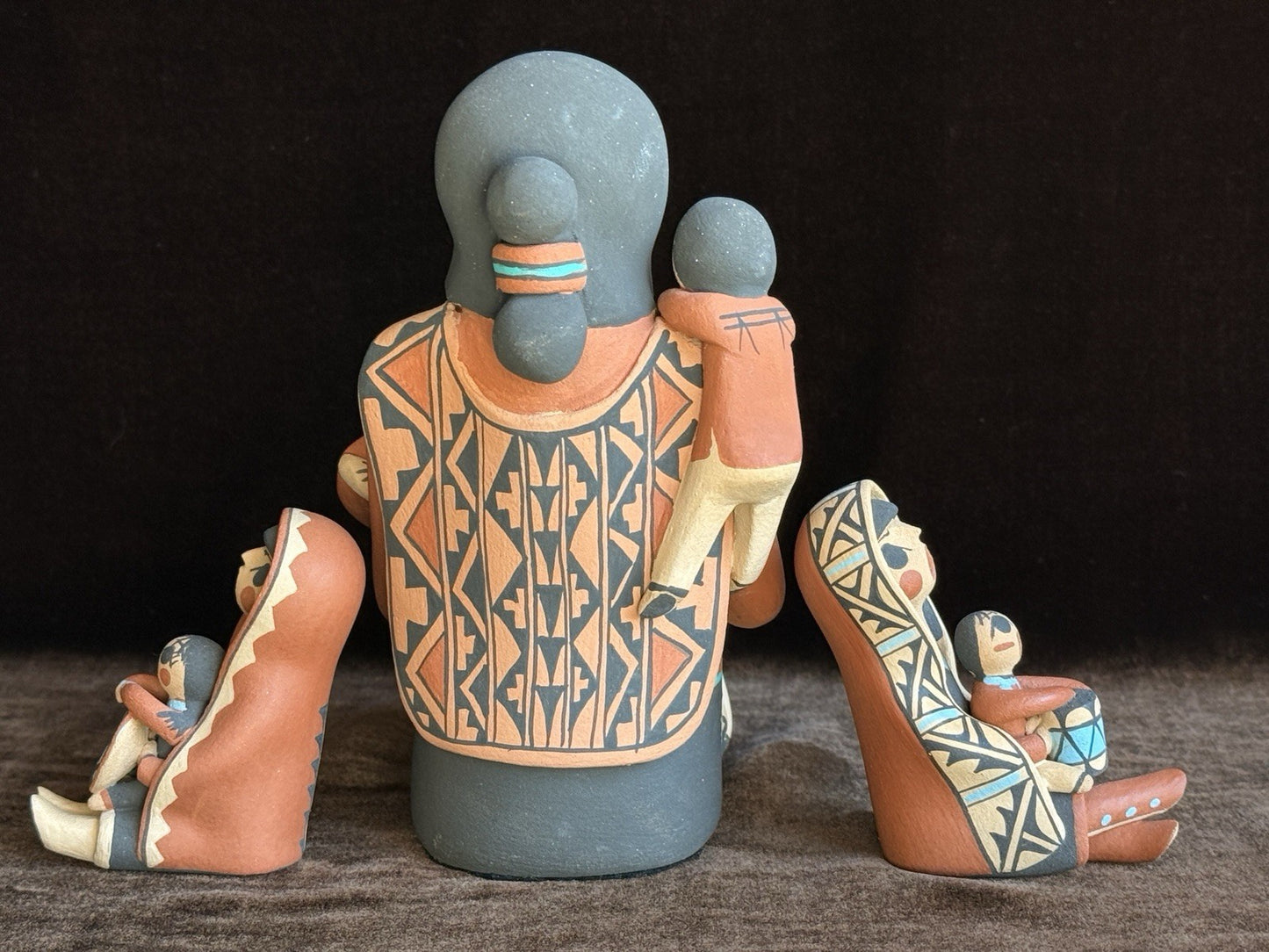 Lot of Native American Artists Jemez/Gachupin Pottery Figurines Storyteller