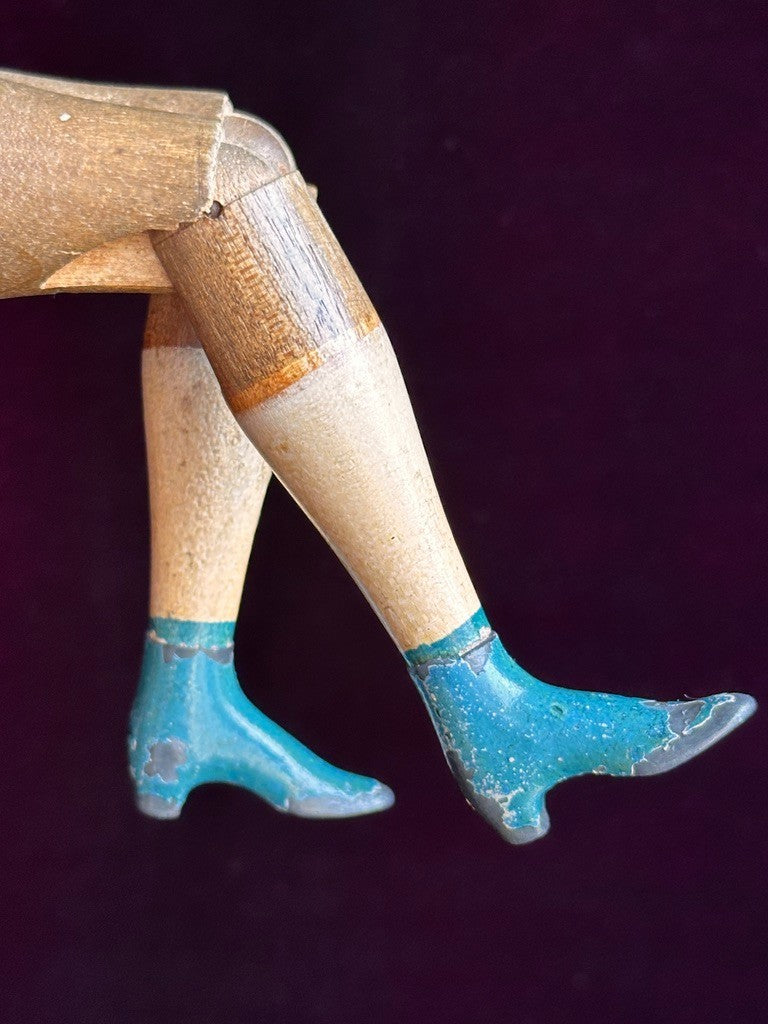 Antique American Mason & Taylor 11.5” Papier Mache Wood Metal Doll