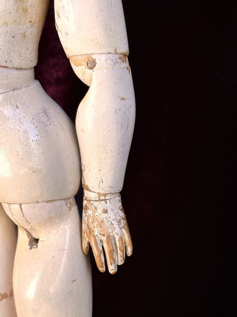 Antique French 14" Leon Casimir Bru Fashion Bisque Doll Wooden Articulated Body