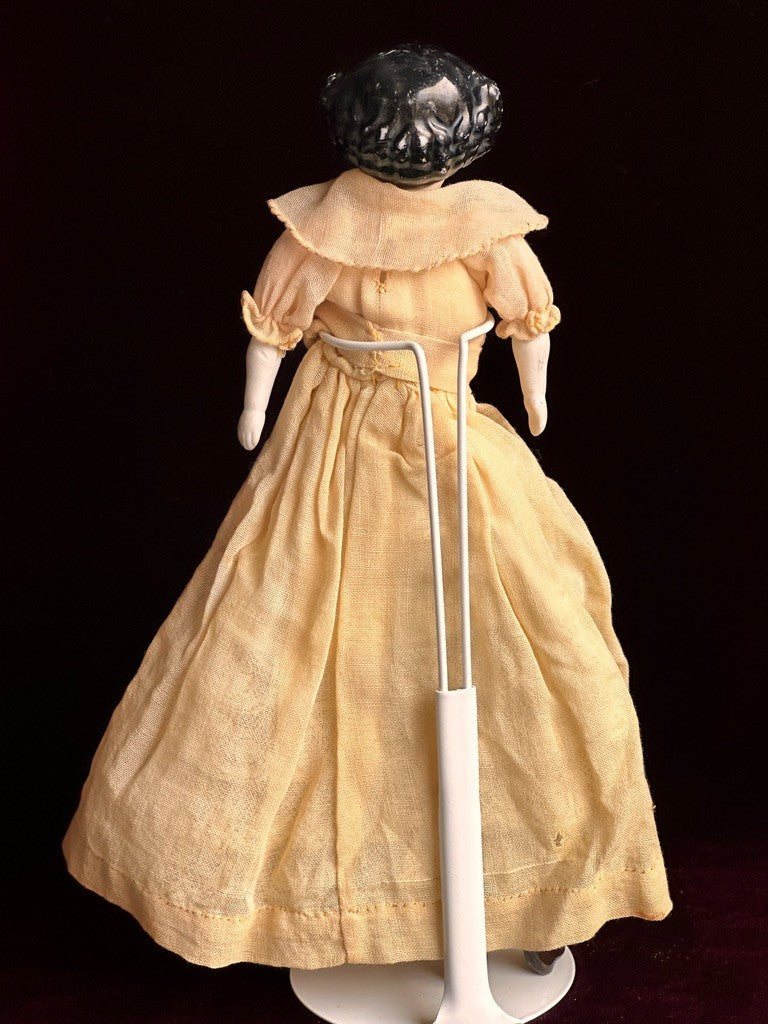 Antique German Cabinet Size 9.75” Flat Top China Shoulder Head Doll