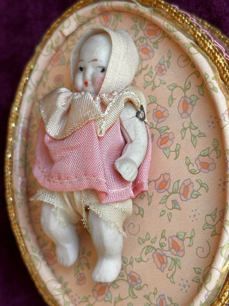Lot of 2 Miniature 2.75" Antique All Bisque Baby Dollhouse Dolls Made in Japan