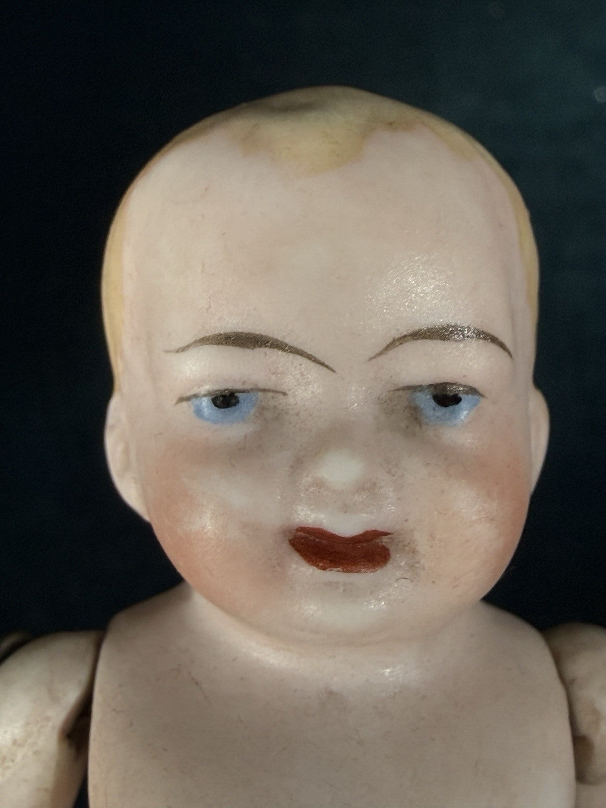 Antique German 5” All Bisque Miniature Baby Doll