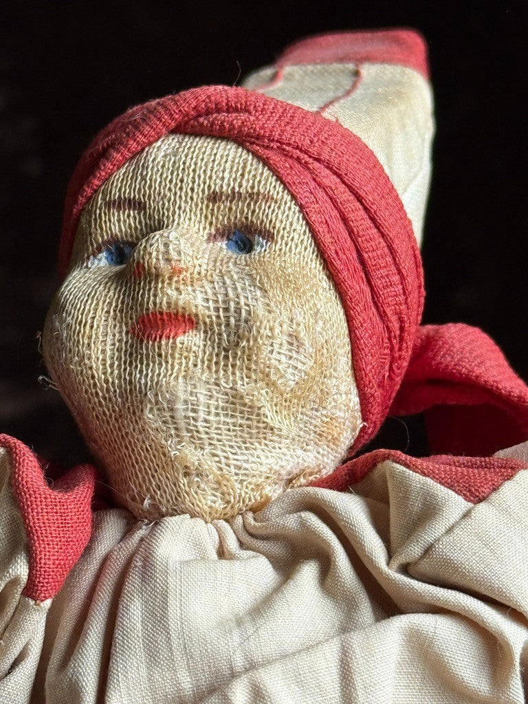 Lot of 4 Antique USSR 7” Cloth Stockinette Russian Dolls