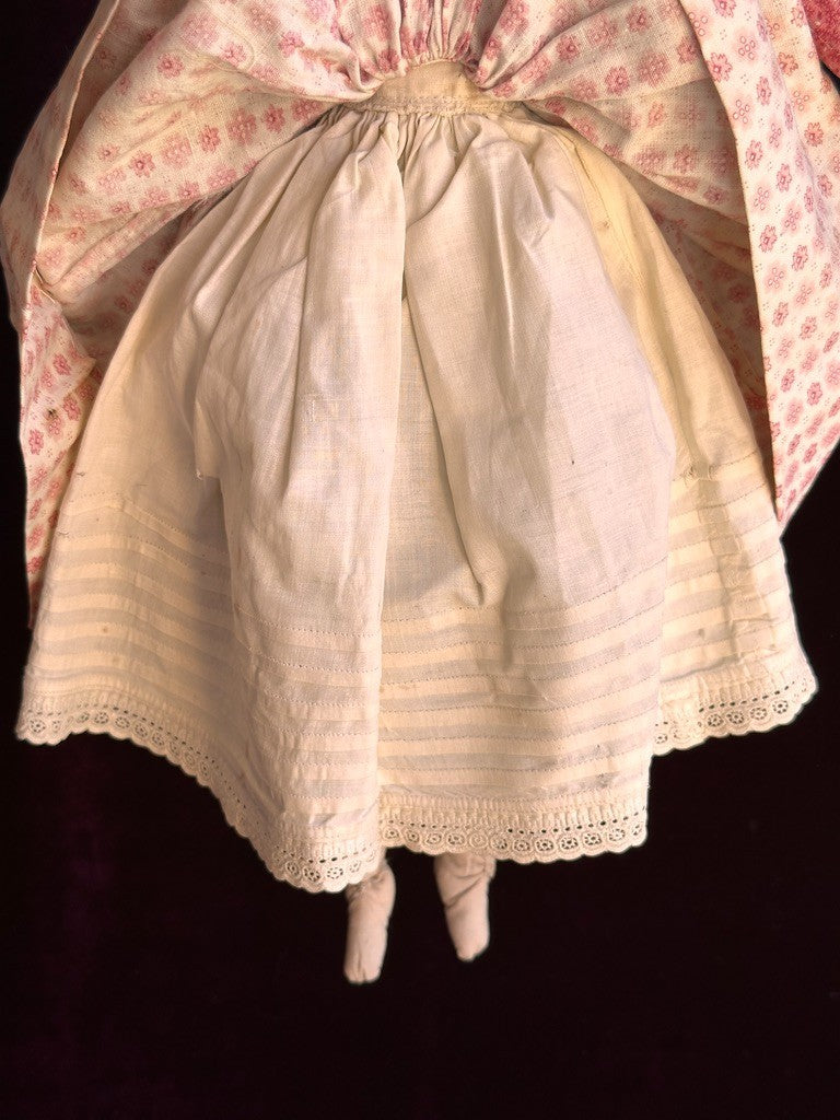 Antique German 15” Fancy Parian Bisque Head China Doll with Pierced Ears