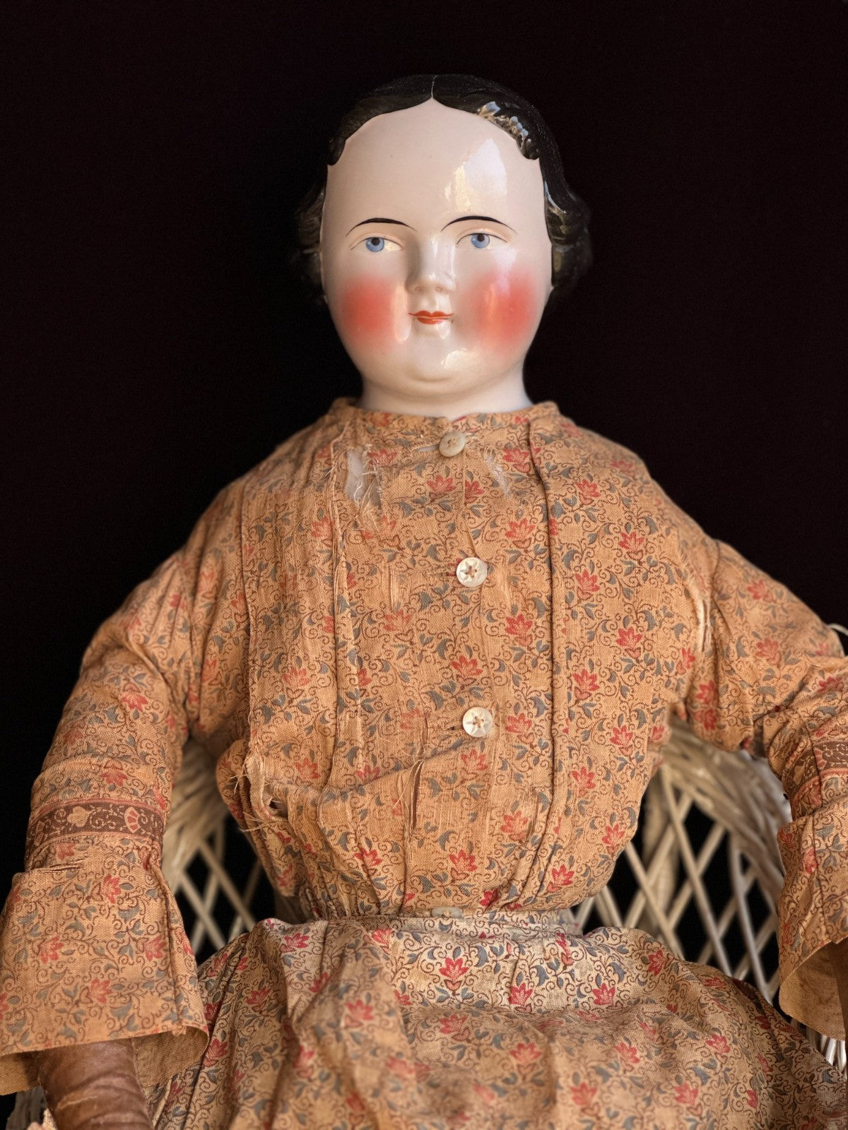 Large Antique German 26.5” Kestner Flat Top China Shoulder Head Doll