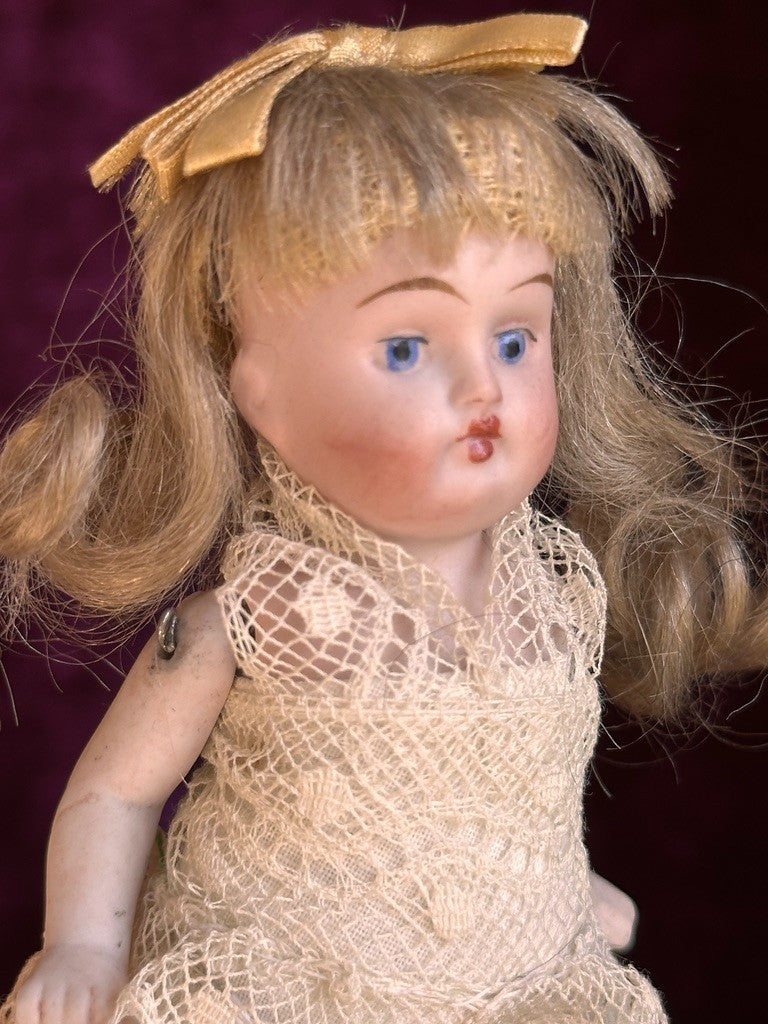 Antique German 4.5” Kestner All Bisque Mignonette Doll Closed Mouth