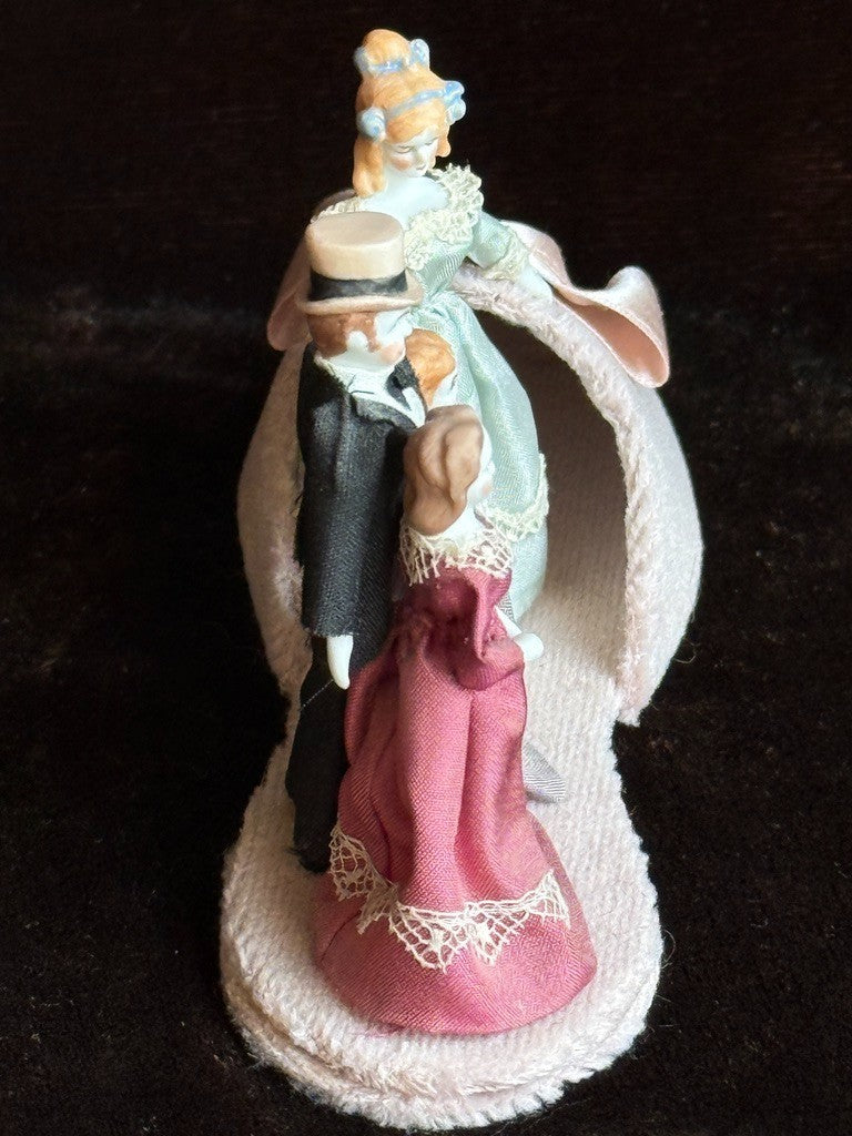 Miniature Porcelain China Doll Display Set in Velvet Shoe by Rosemarie Snyder