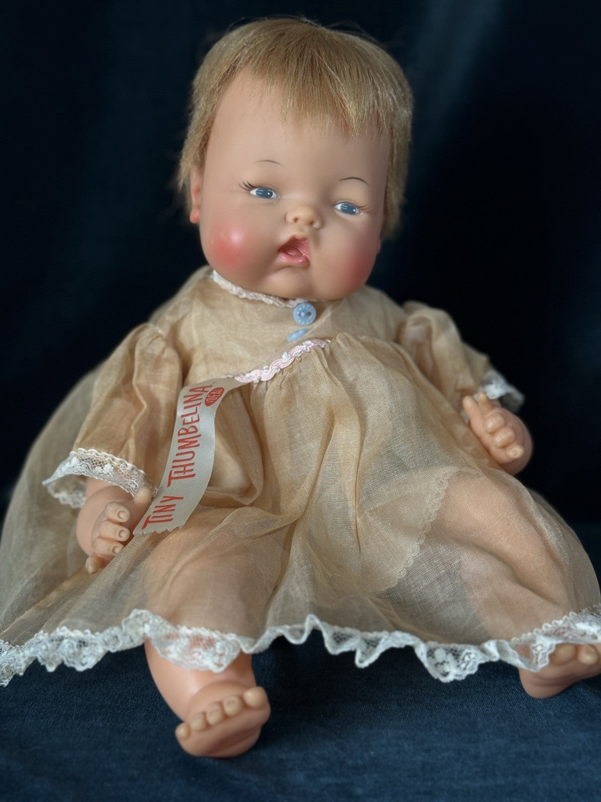 Vintage 1960’s Ideal Thumbelina 14” Doll Working Mechanism Box/Tagged Dress