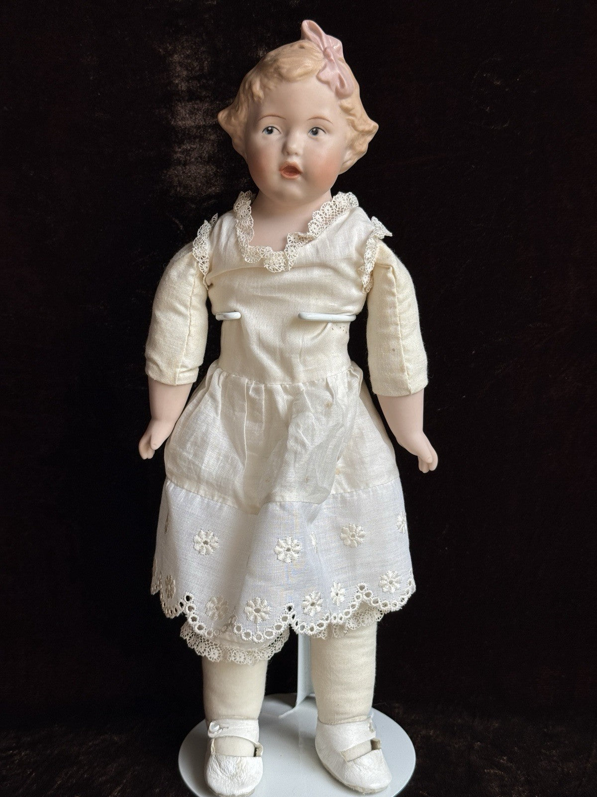 Porcelain 13.5” Repro of Antique Gebruder Heubach 7851 Character Girl Doll