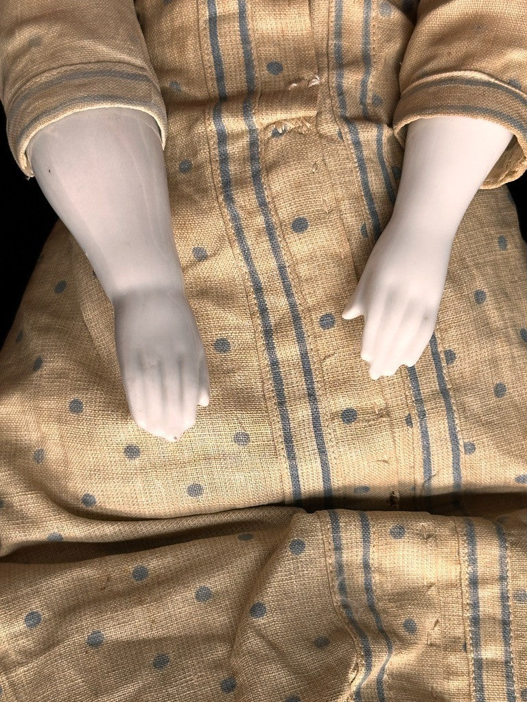 Antique German 19” Flat Top Highbrow China Shoulder Head Doll