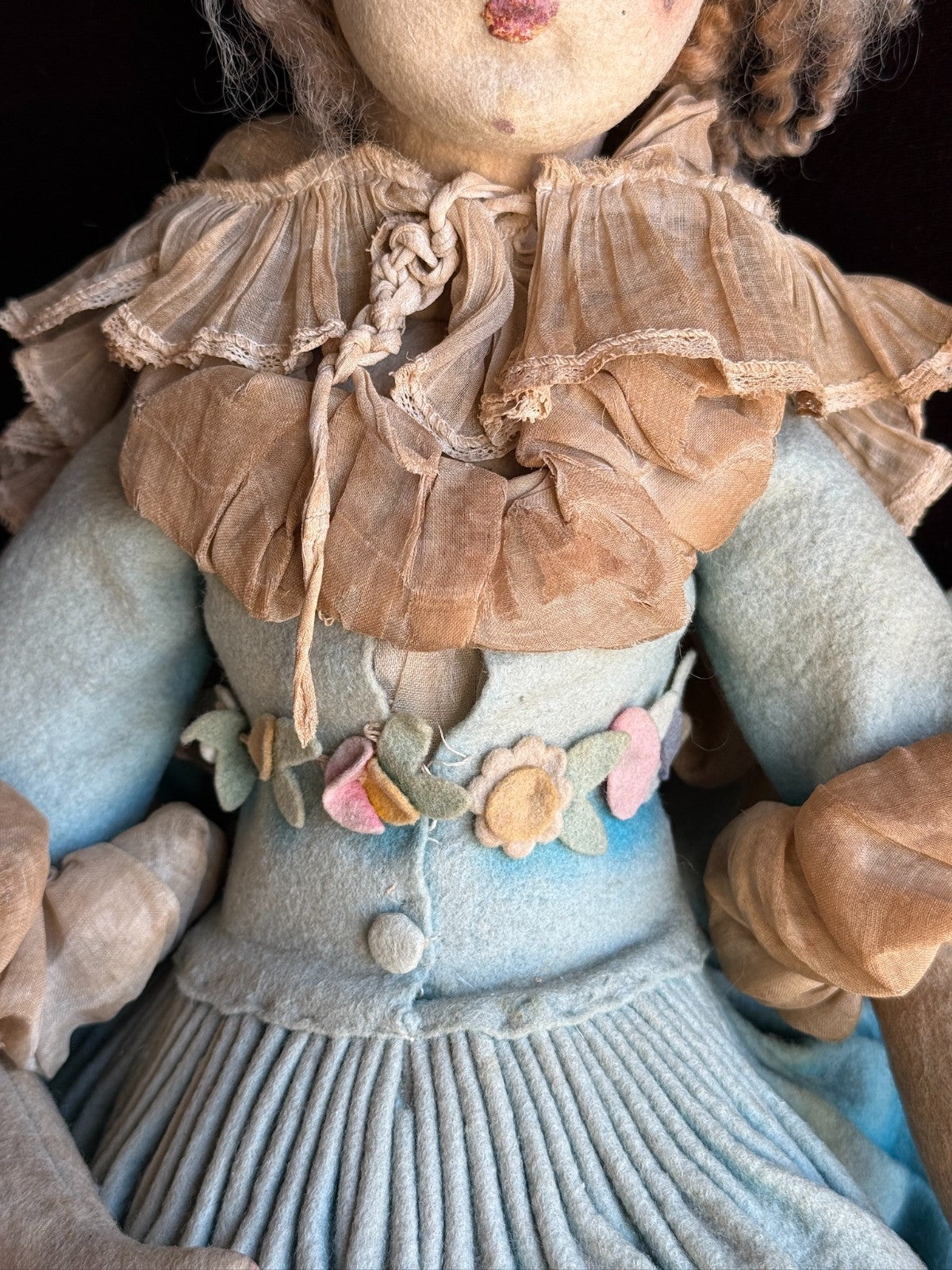 Vintage Italian 24.5” Lenci Artdeco French Boudoir Felt Cloth Character Doll