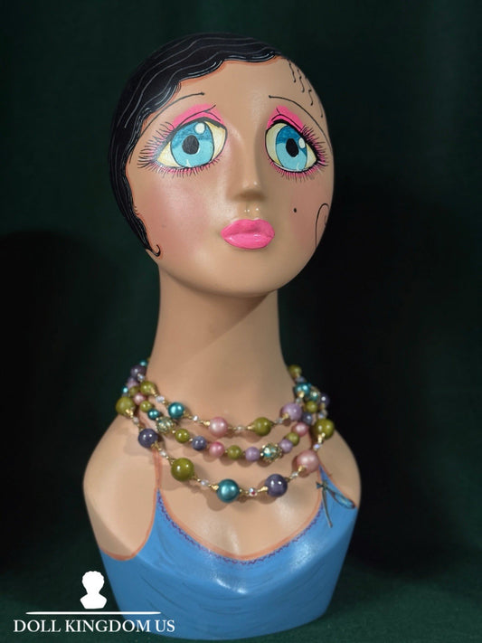 Hand painted 18” Mannequin Head For Jewelry/Scarf/Hat Display