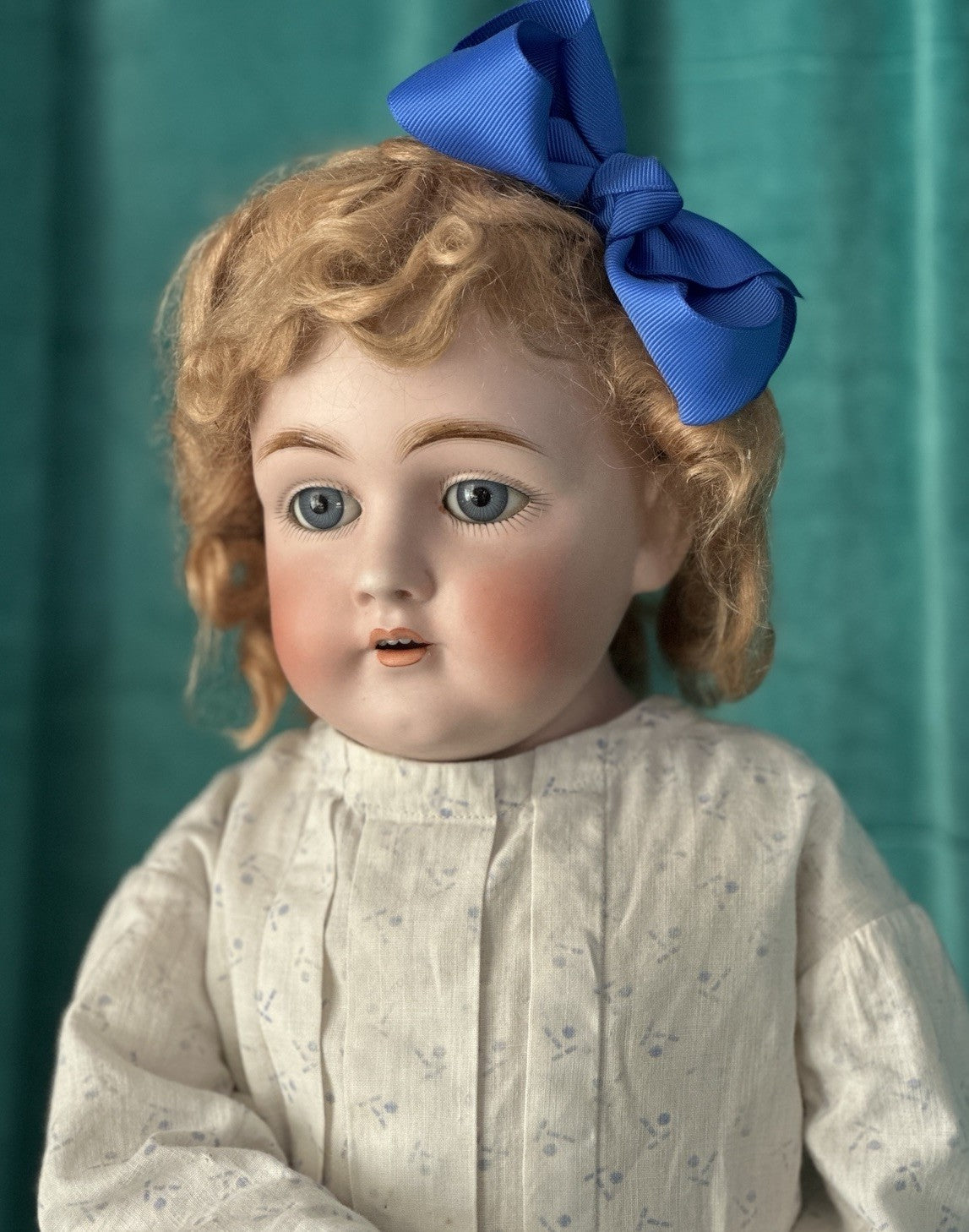 Antique JDK Kestner Mold Dep 154.13 25” Doll Bisque Head Leather Body Sticker