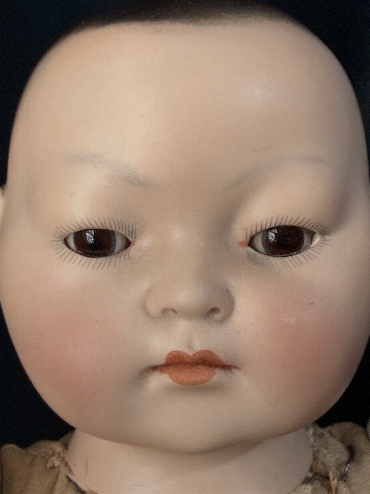 Rare Large 20” German Bisque Portrait of Asian Child by Theodor Recknagel