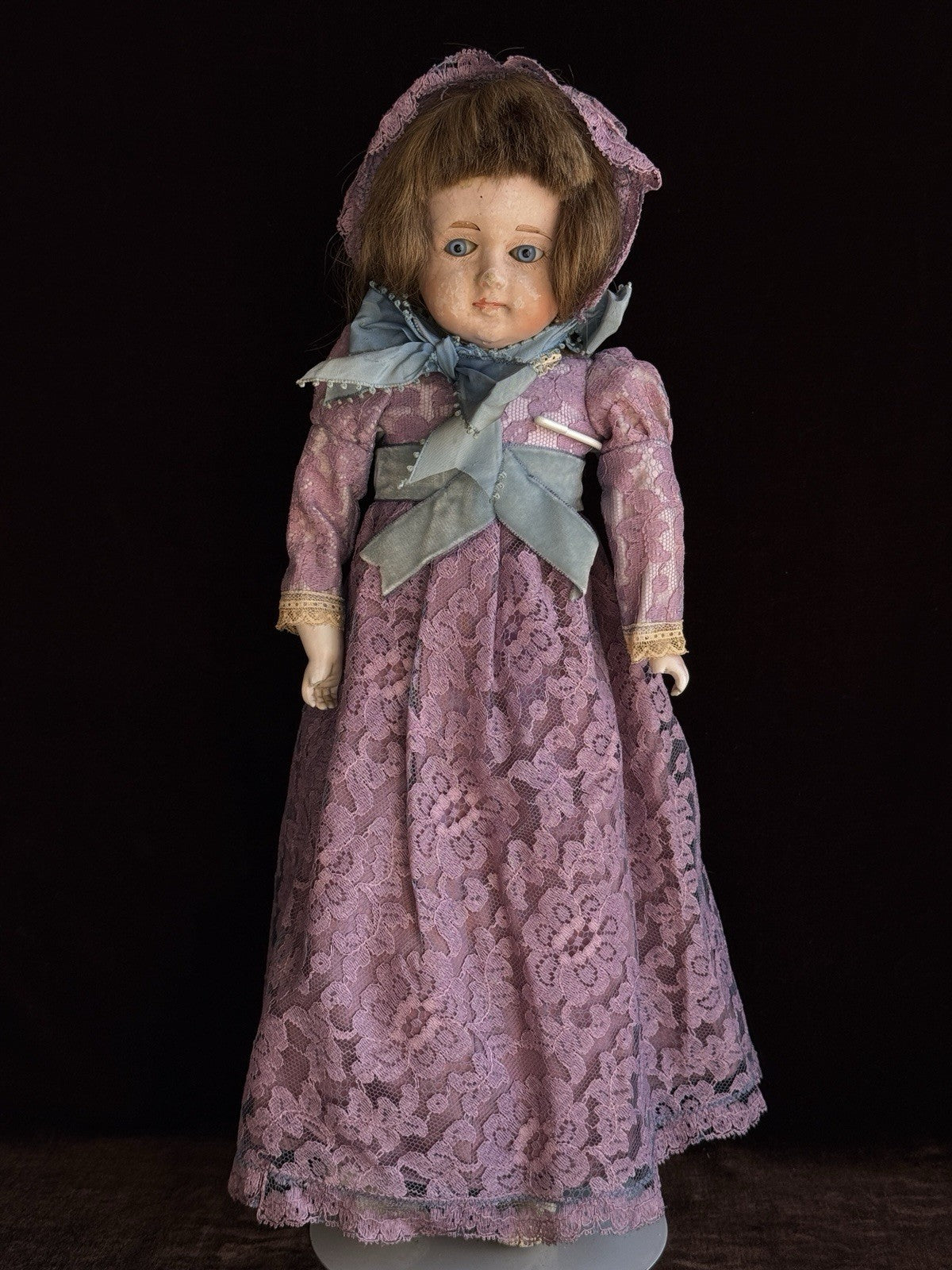 Antique German 18” Papier Mache Leather Body Doll