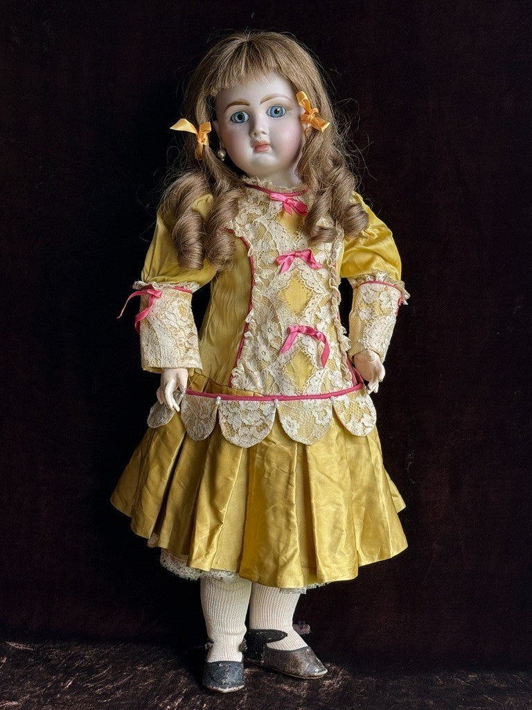 Vintage 24” Reproduction Bisque Jumeau Head on Original Antique French Body