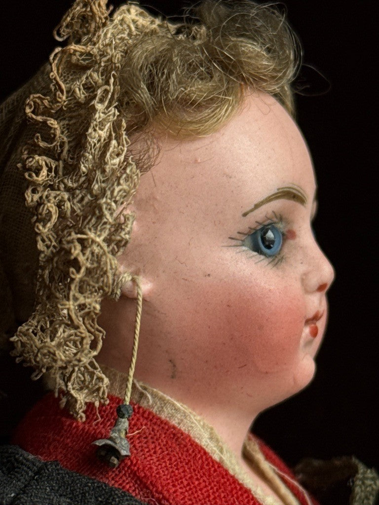 Rare Antique French 9.5" Fashion Fisherwoman Bisque Head Doll