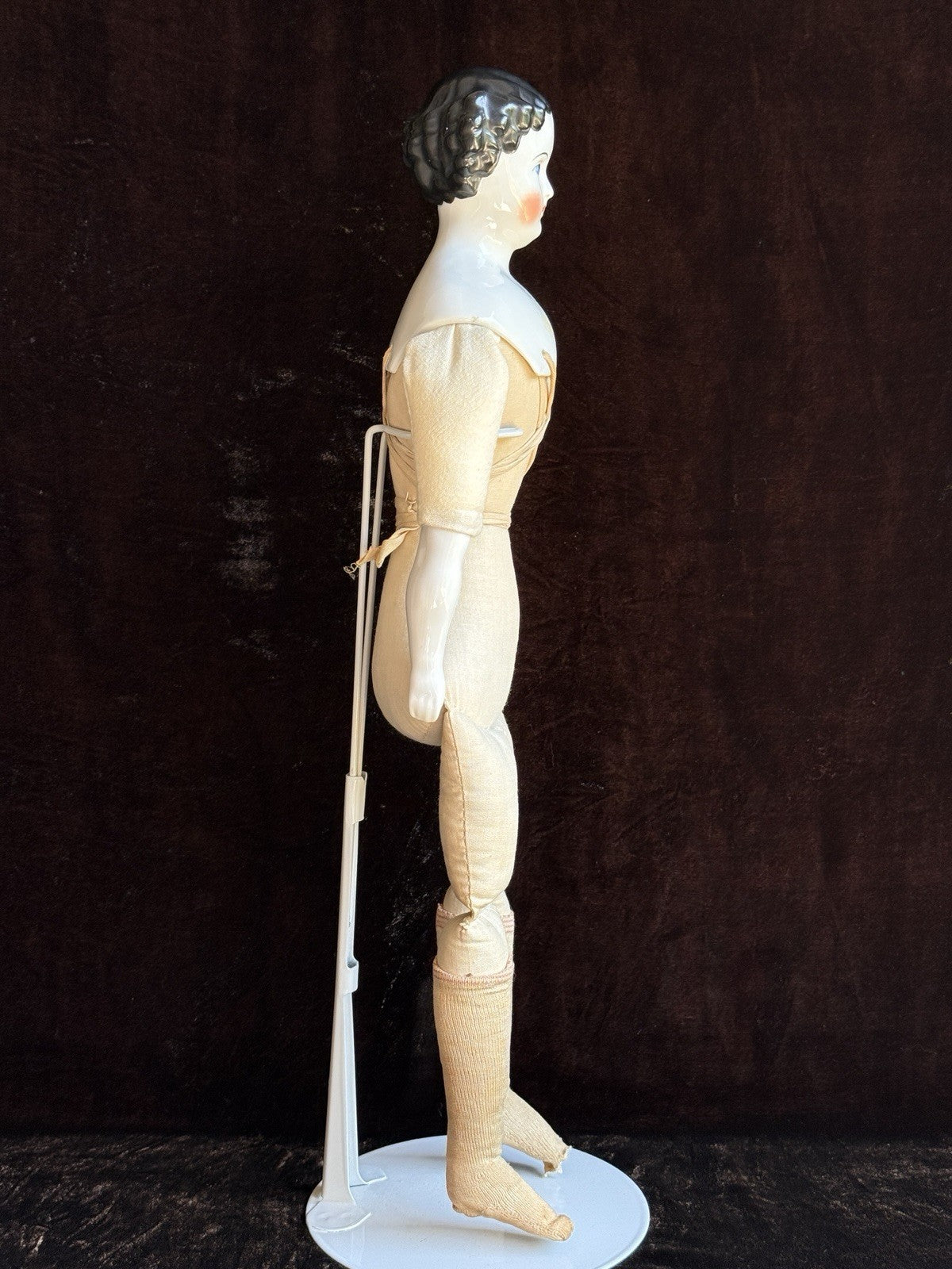 Antique German 19” Flat Top Highbrow China Shoulder Head Doll