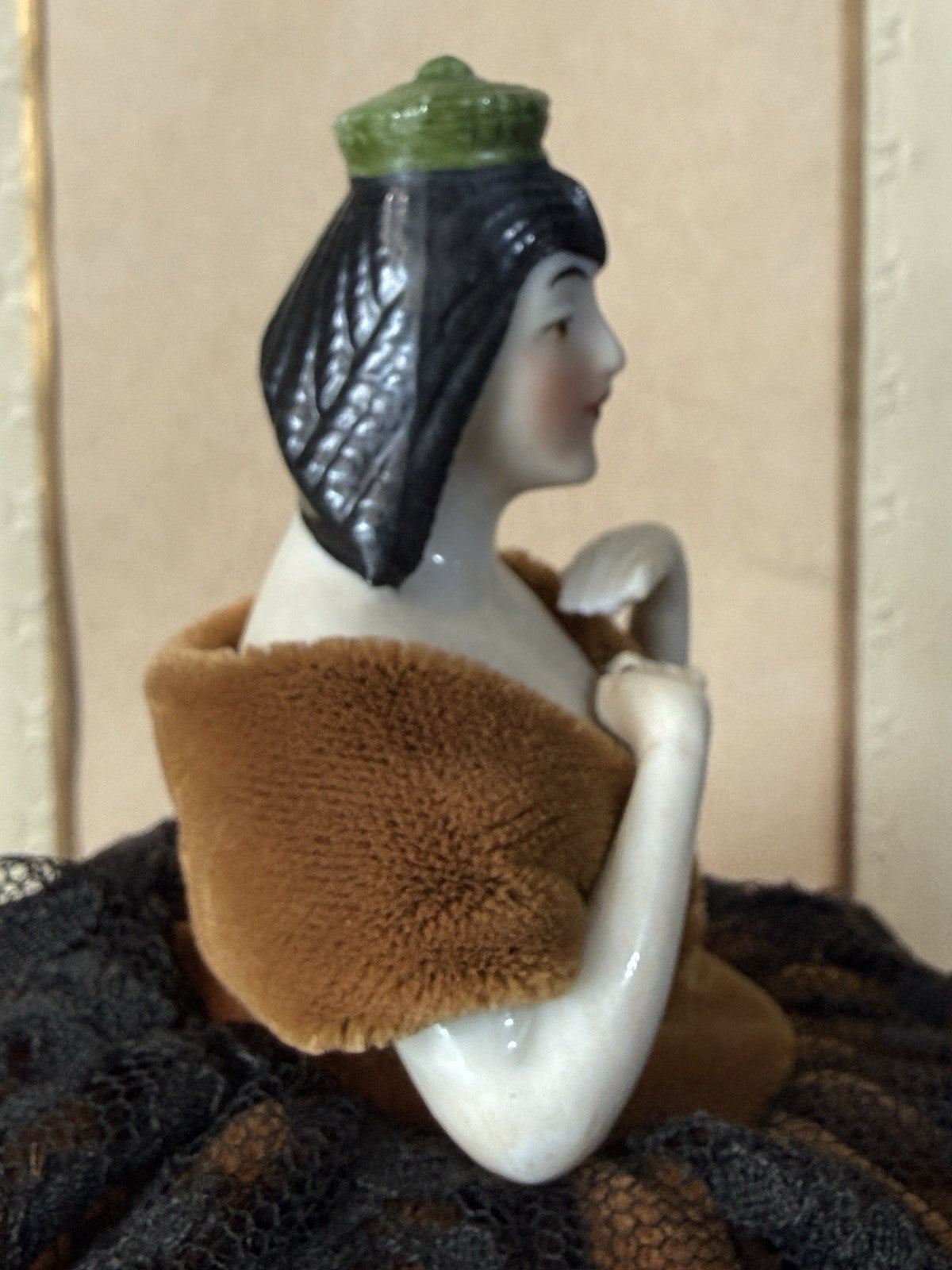 Rare Antique German Art Deco Pin Cushion Half 6 1/2” Doll