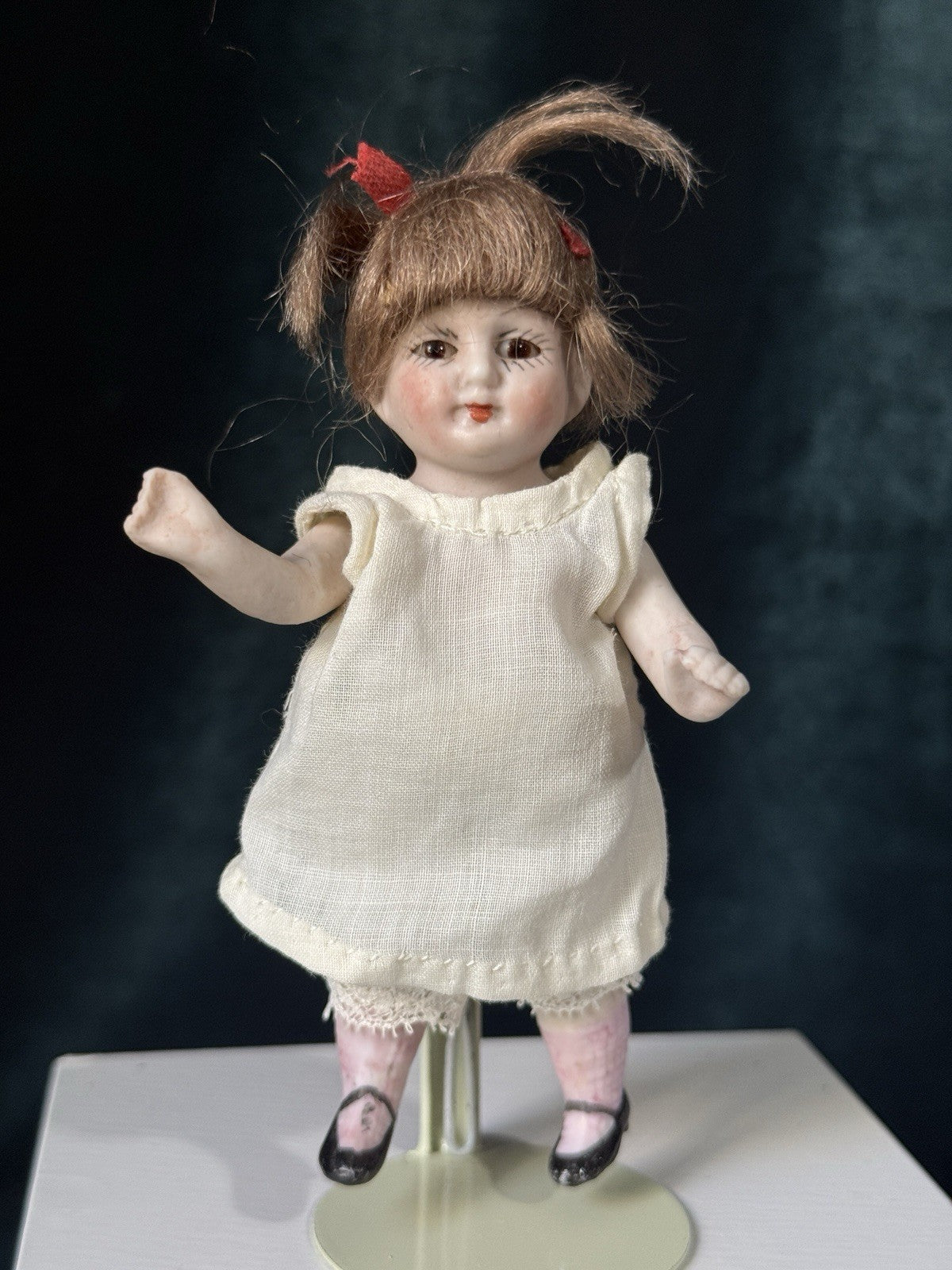 Antique German 4 1/2” All Bisque Mignonette Dollhouse Doll Mold 8491