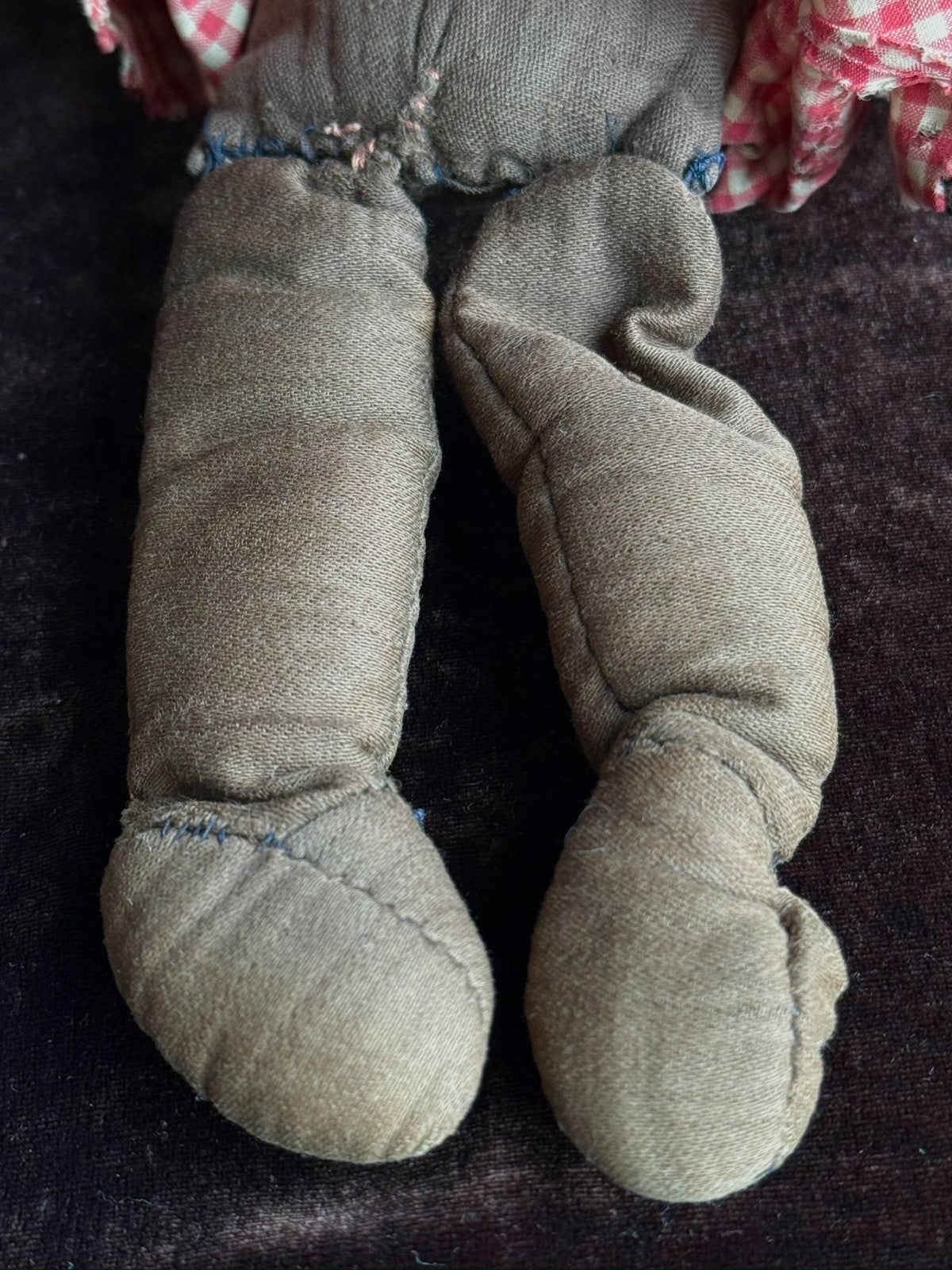 Antique/Vintage African American 12" Primitive Folk Art Cloth Rug Portrait Doll