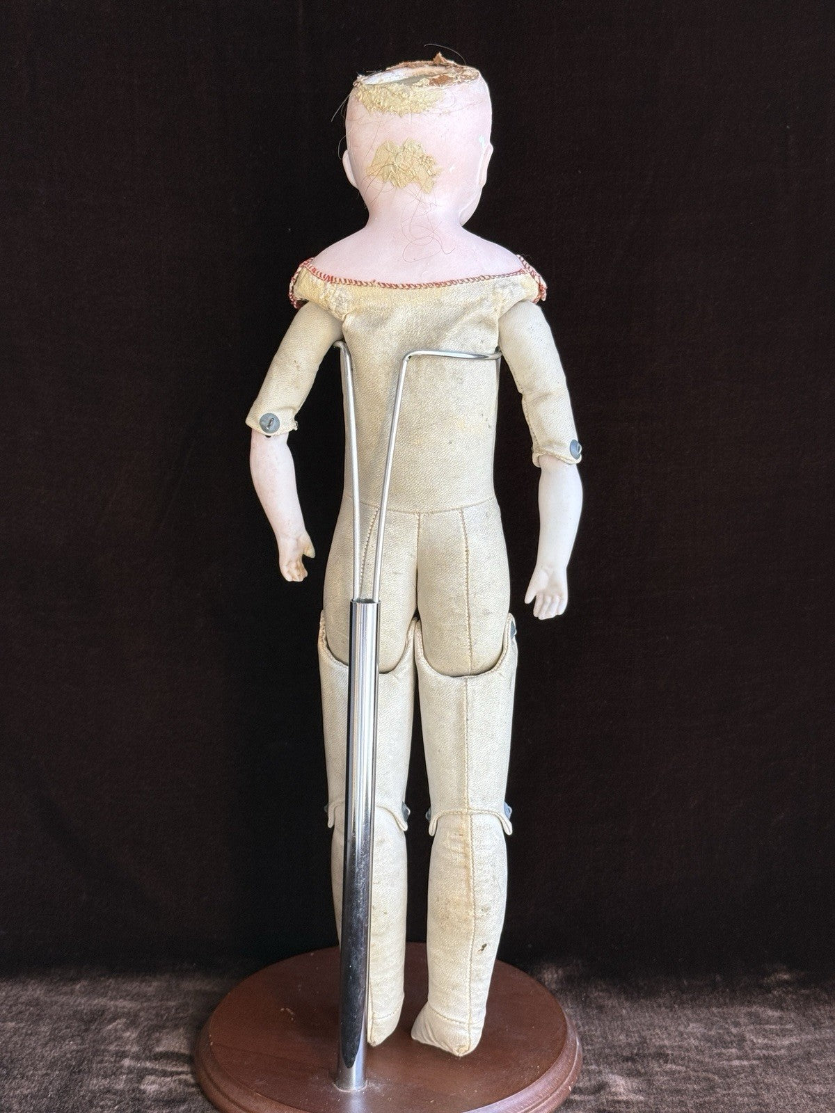 Antique German 17” ABG (?) Turned Head Bisque Shoulder Head Doll