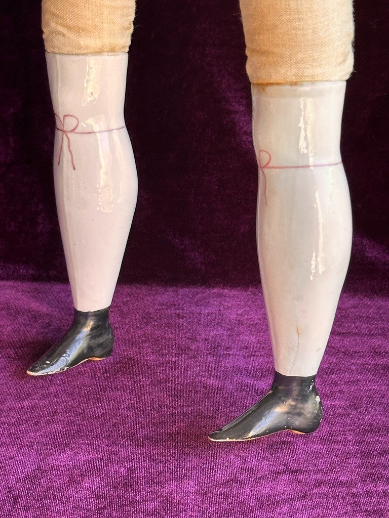 Large Antique German 23" Greiner Style Exposed Ears China Head Doll