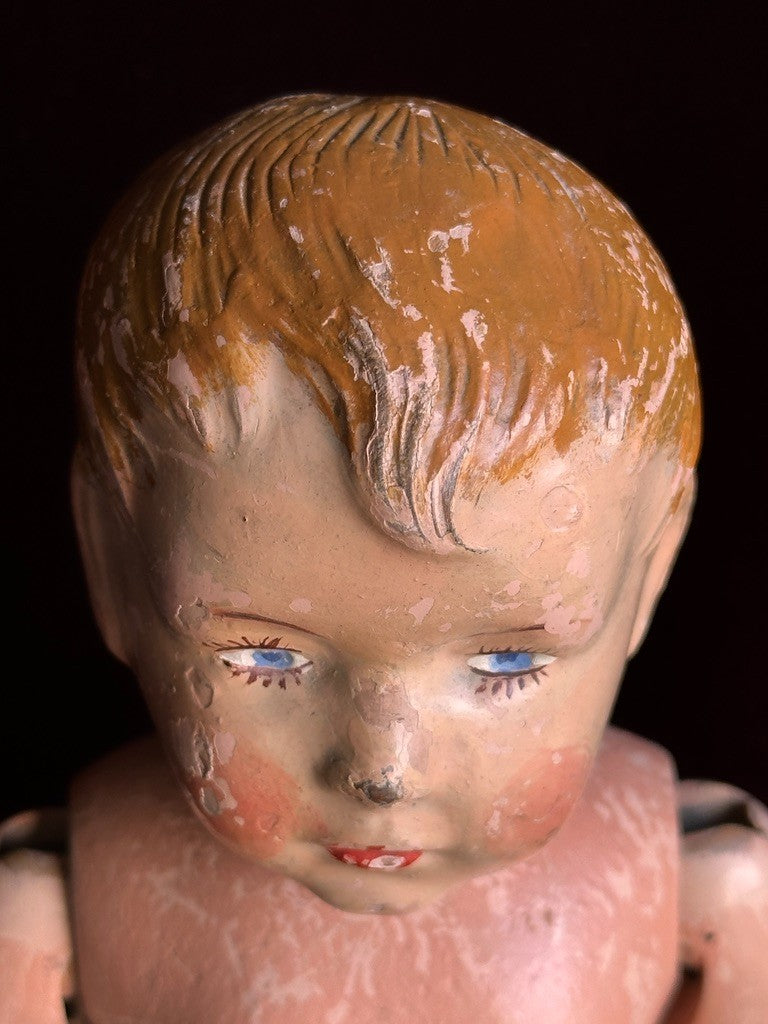 Antique American 16” Schoenhut 204 Series Wooden Boy Doll Carved Hair