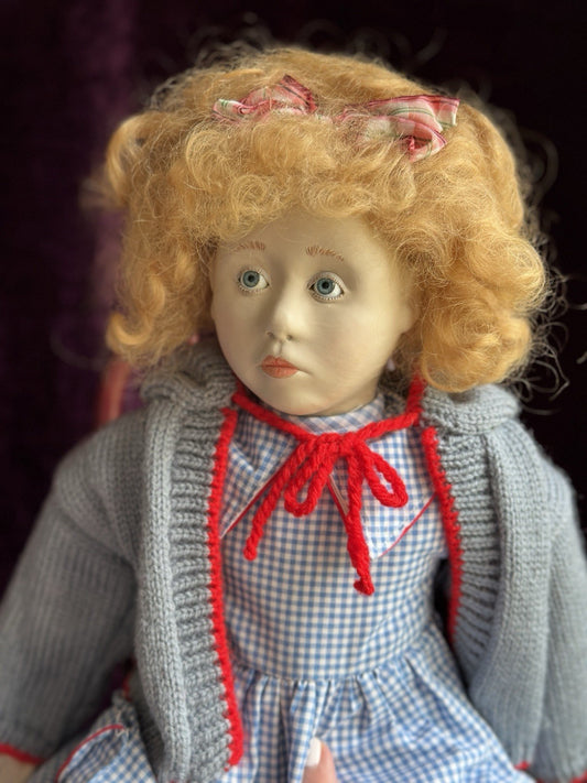 Very Rare OOAK 21” French Artist Malou Ancelin Leather Handmade Signed Doll