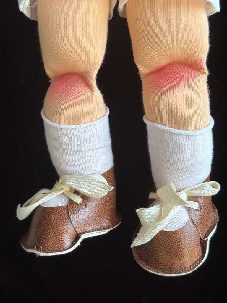OOAK 14.5" British (?) Artist Judy’s Dolls Waldorf Style Cloth Doll with Tag
