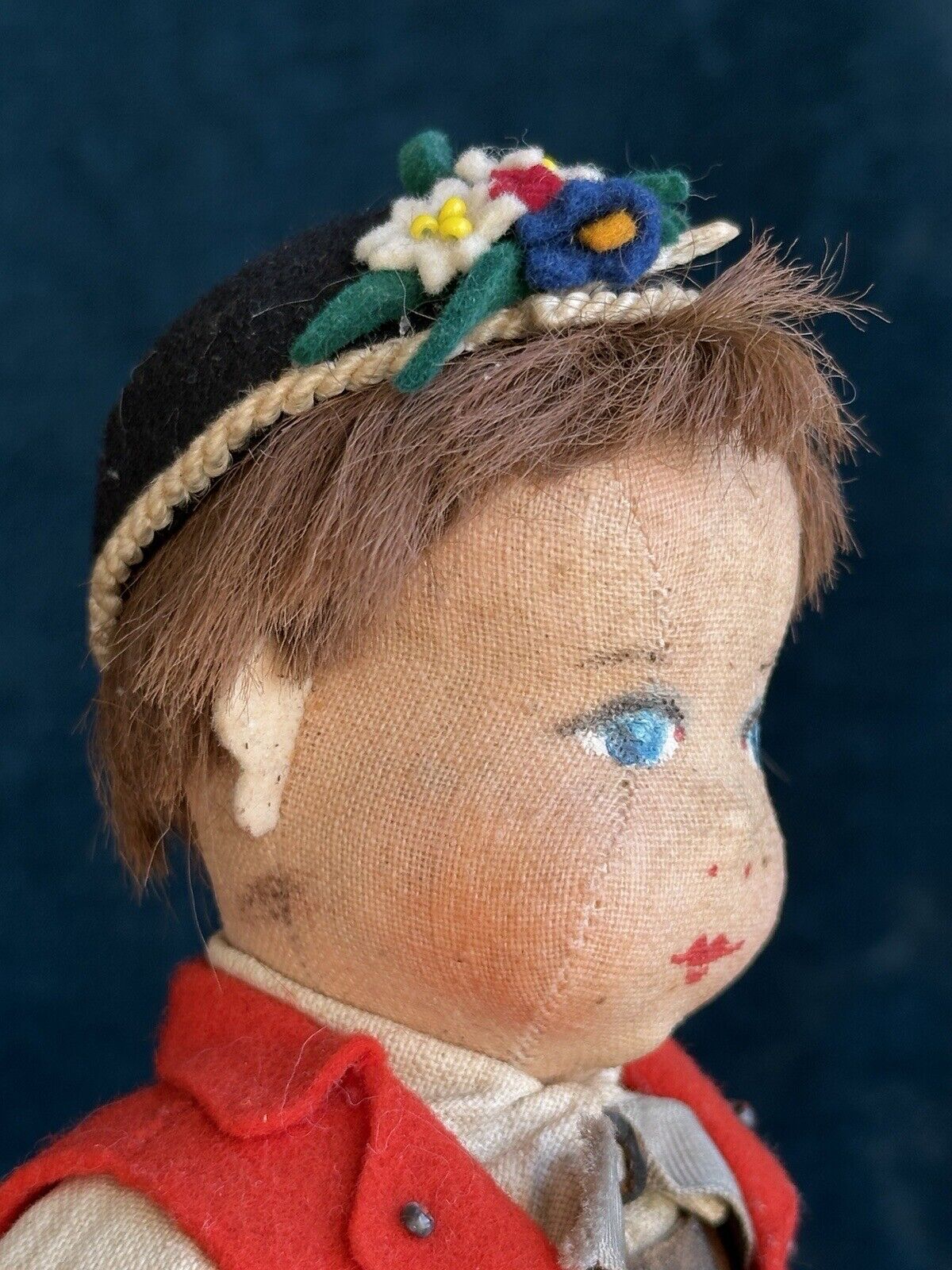 Unidentified Vintage 11” European Cloth Rag Boy Doll