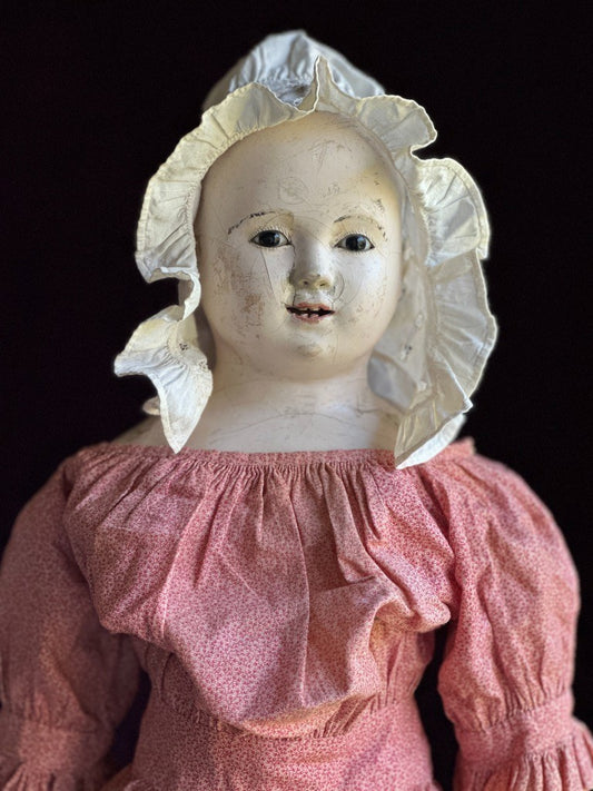 Large Antique French Andreas Voit Pauline 28" Papier Mache Doll
